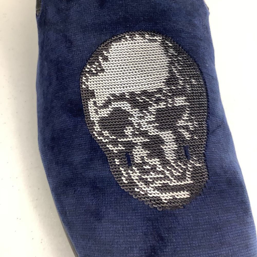International Concepts Blue Velvet Skull Loafers Men’s Size 13 - Picture 4 of 11